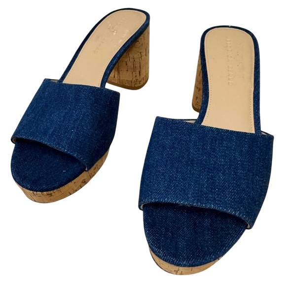 Veronica Beard Women Dali Denim Cork Platform Mules Sandals Heels Sz 10 EUC - Picture 5 of 12